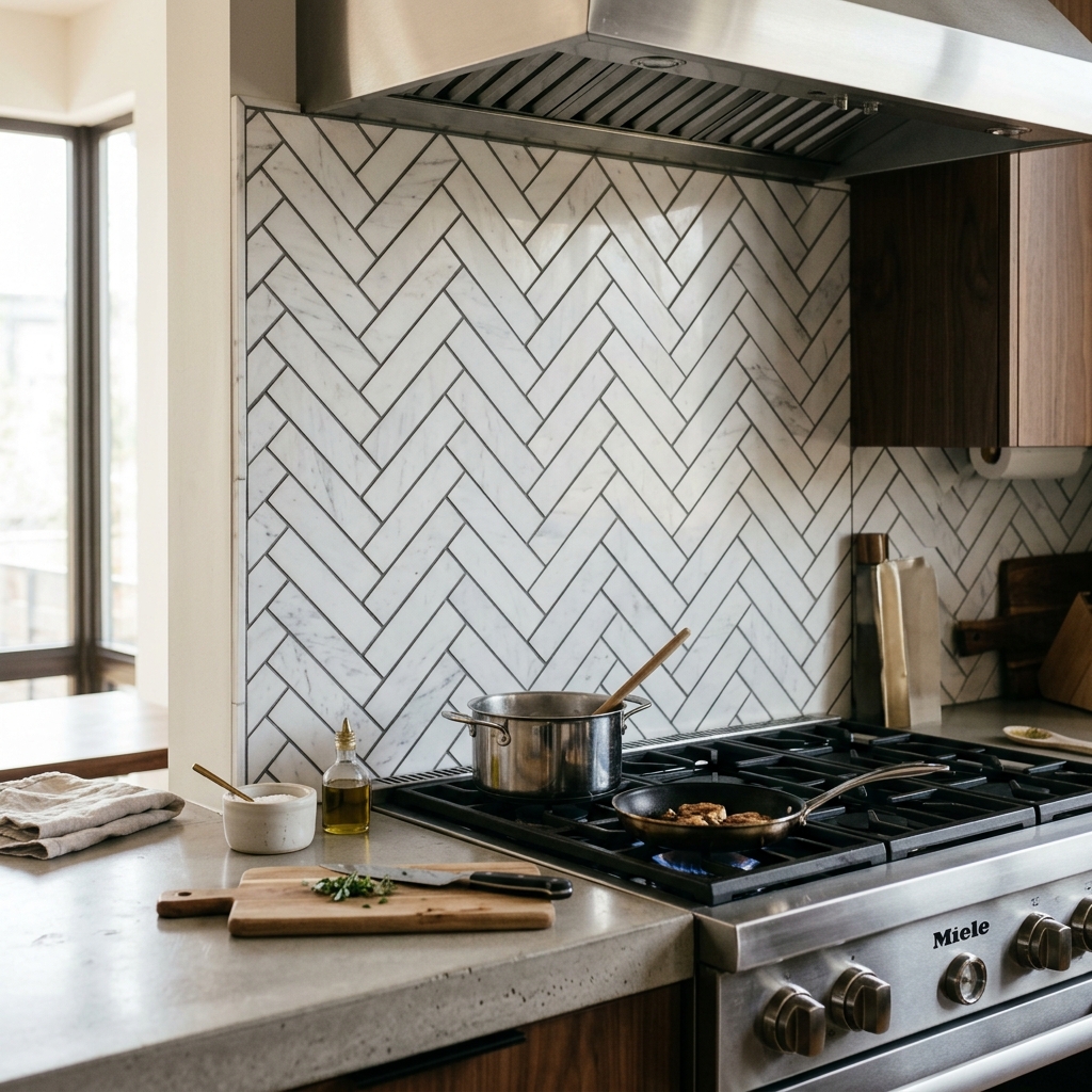 Herringbone Kitchen Backsplash